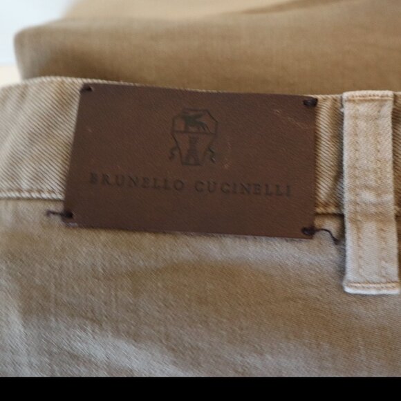 Brunello Cucinelli Jeans Monili Track Khaki Denim Wide Leg Relaxed 31x27 Size 4 - Picture 10 of 11